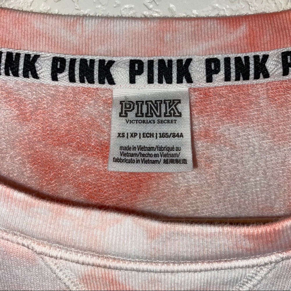 VS PINK Coral Tie Dye Pullover Crop Sweatshirt Top - Picture 5 of 7